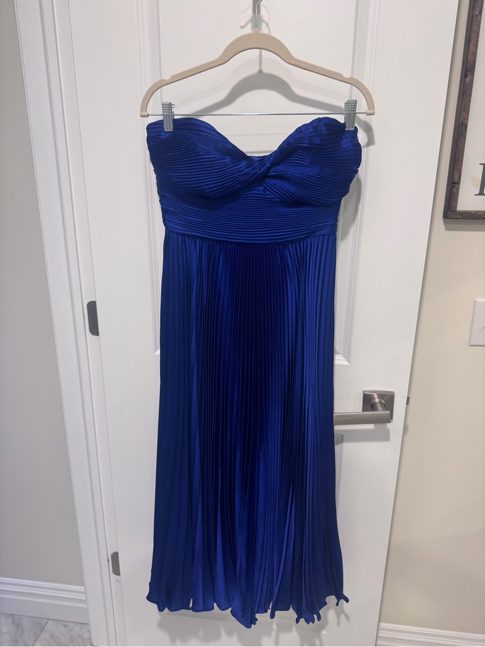 NWT As It May Jeanna Pleated Satin Strapless Midi-Dress